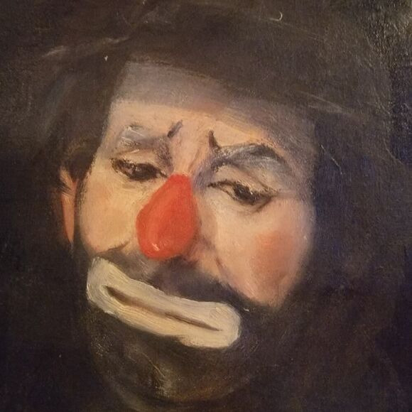 Hauntingly Beautiful Marjorie Blake Clown Painting – Large Framed Vintage Art - Picture 2 of 8